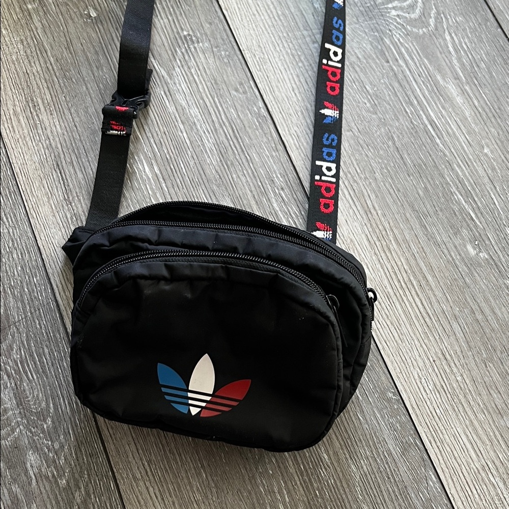 Adidas Black Belt Bag with Multicolor Logo